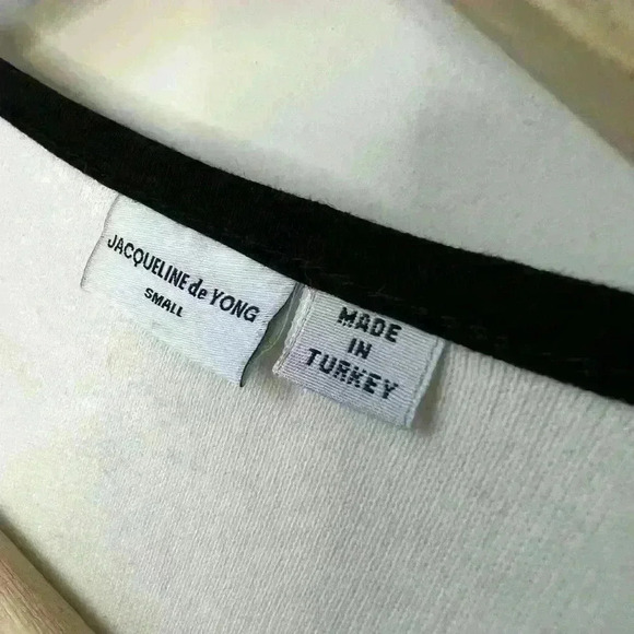 Jacqueline de Yong Womens Striped Black White Open Preppy Prep Sweater Small - Picture 5 of 13